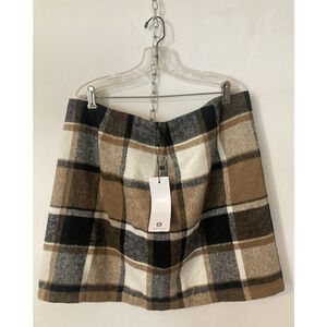Women's High Waist Plaid Skirt Bodycon Pencil Wool Mini Skirts Large NWT